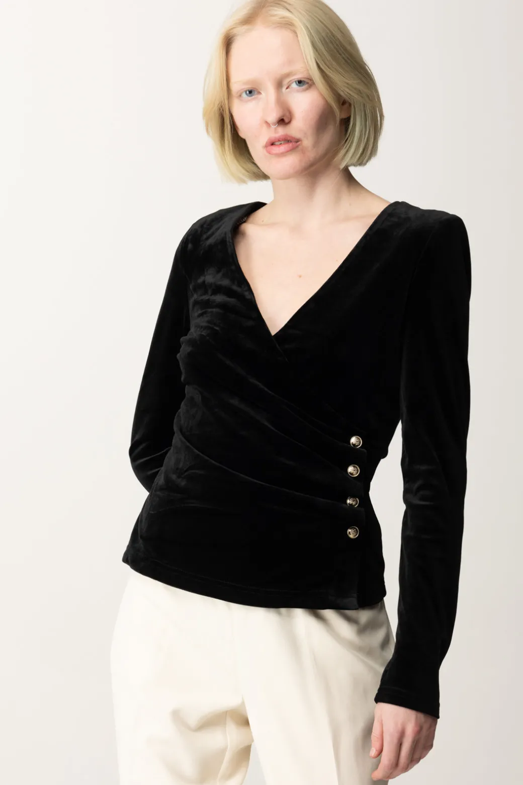 Donna Marciano By Guess Top Pam In Velluto con Bottoni