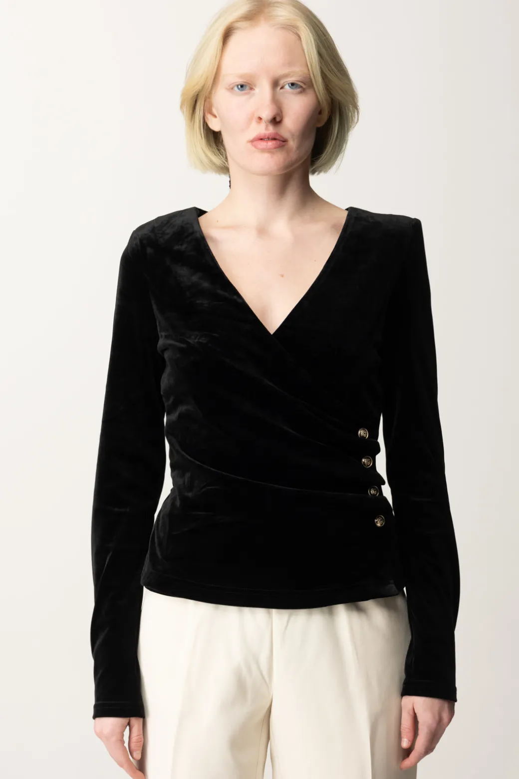Donna Marciano By Guess Top Pam In Velluto con Bottoni