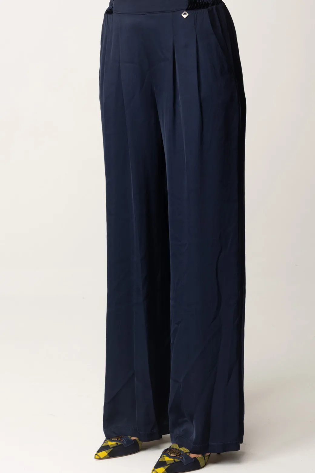 Donna Meme Road Pantaloni Palazzo con Dettagli In Velluto