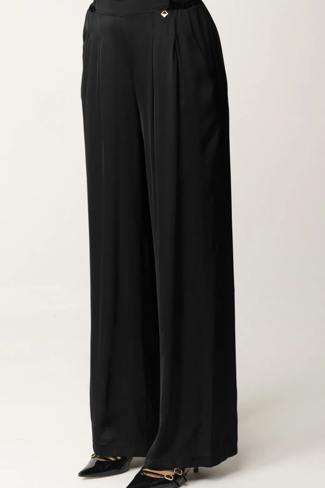 Donna Meme Road Pantaloni Palazzo con Dettagli In Velluto