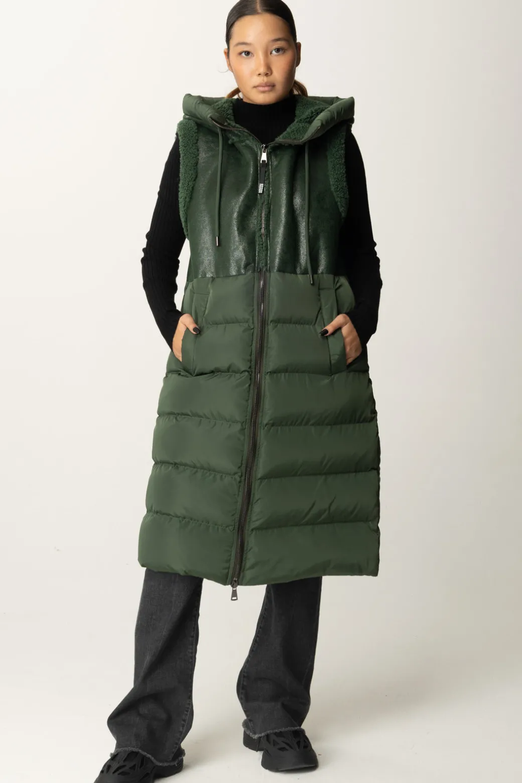 Donna Montereggi Gilet Lungo Imbottito