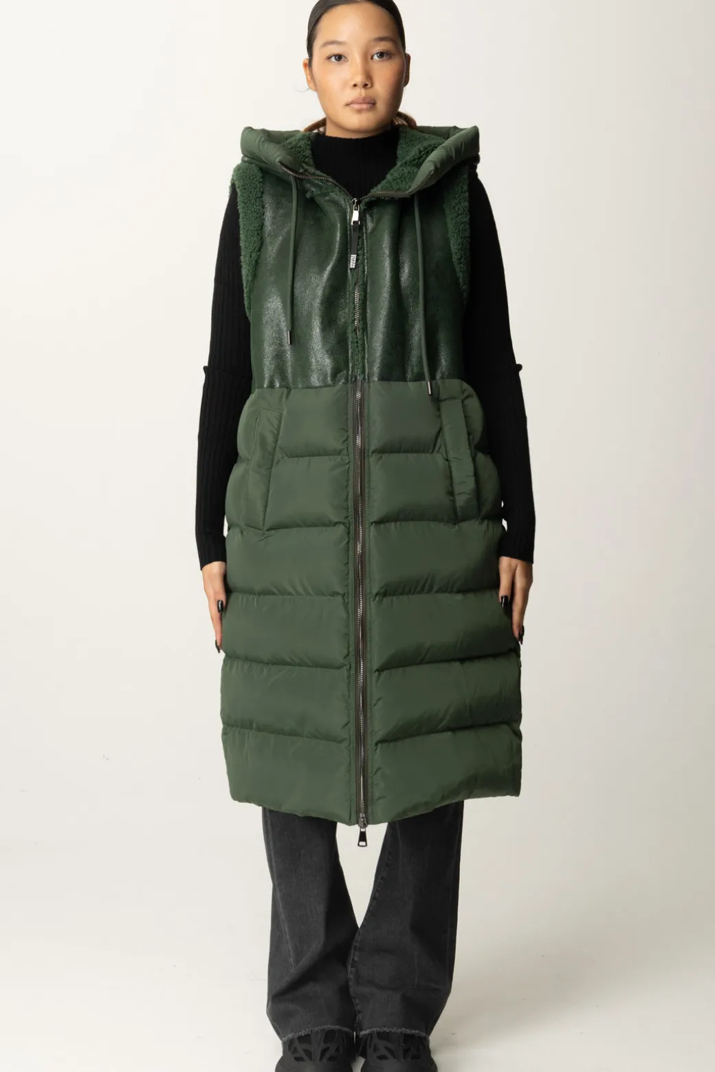 Donna Montereggi Gilet Lungo Imbottito