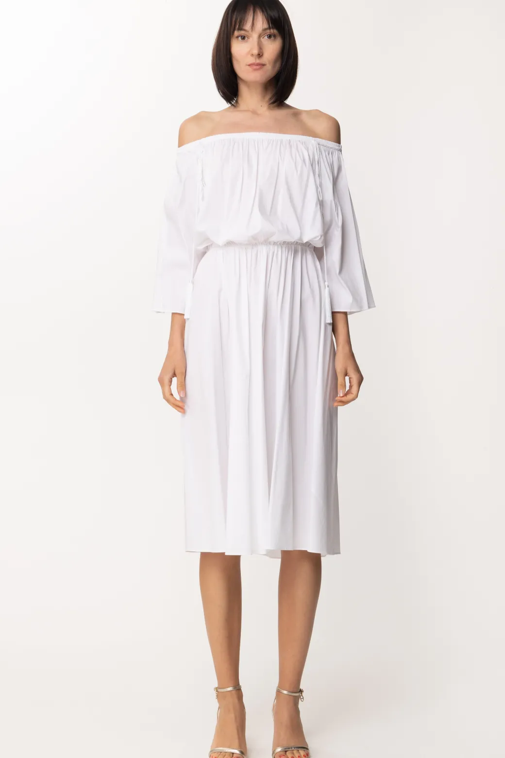 Donna Patrizia Pepe Abito Longuette con Off-shoulder