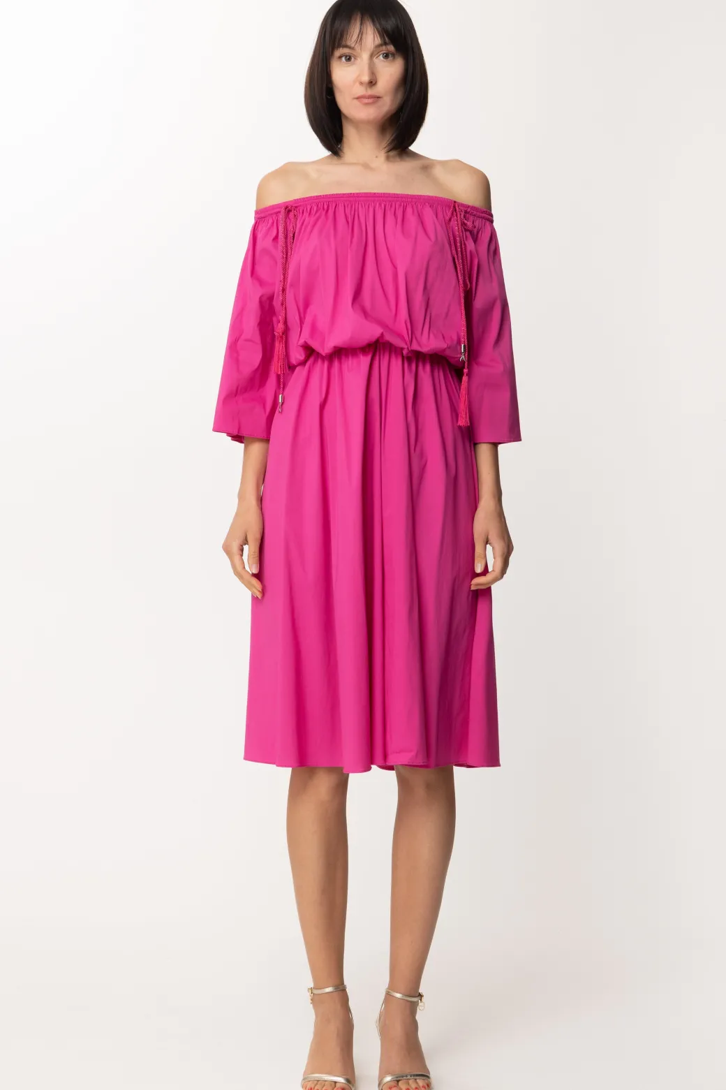 Donna Patrizia Pepe Abito Longuette con Off-shoulder