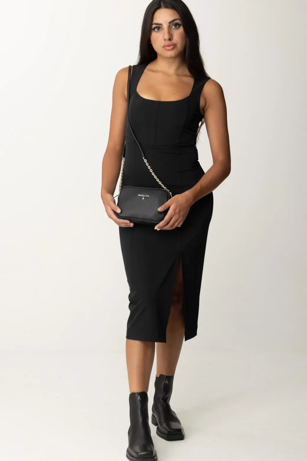 Donna Patrizia Pepe Abito Midi a Tubino con Spacco