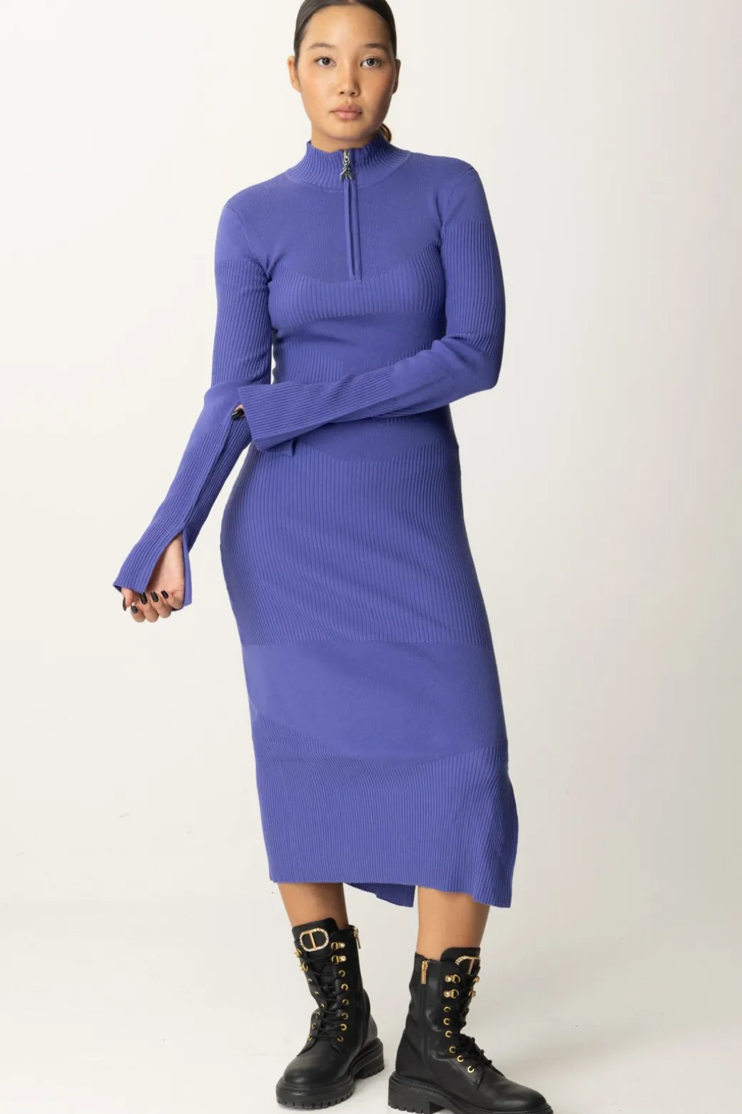 Donna Patrizia Pepe Abito Midi con Zip Frontale