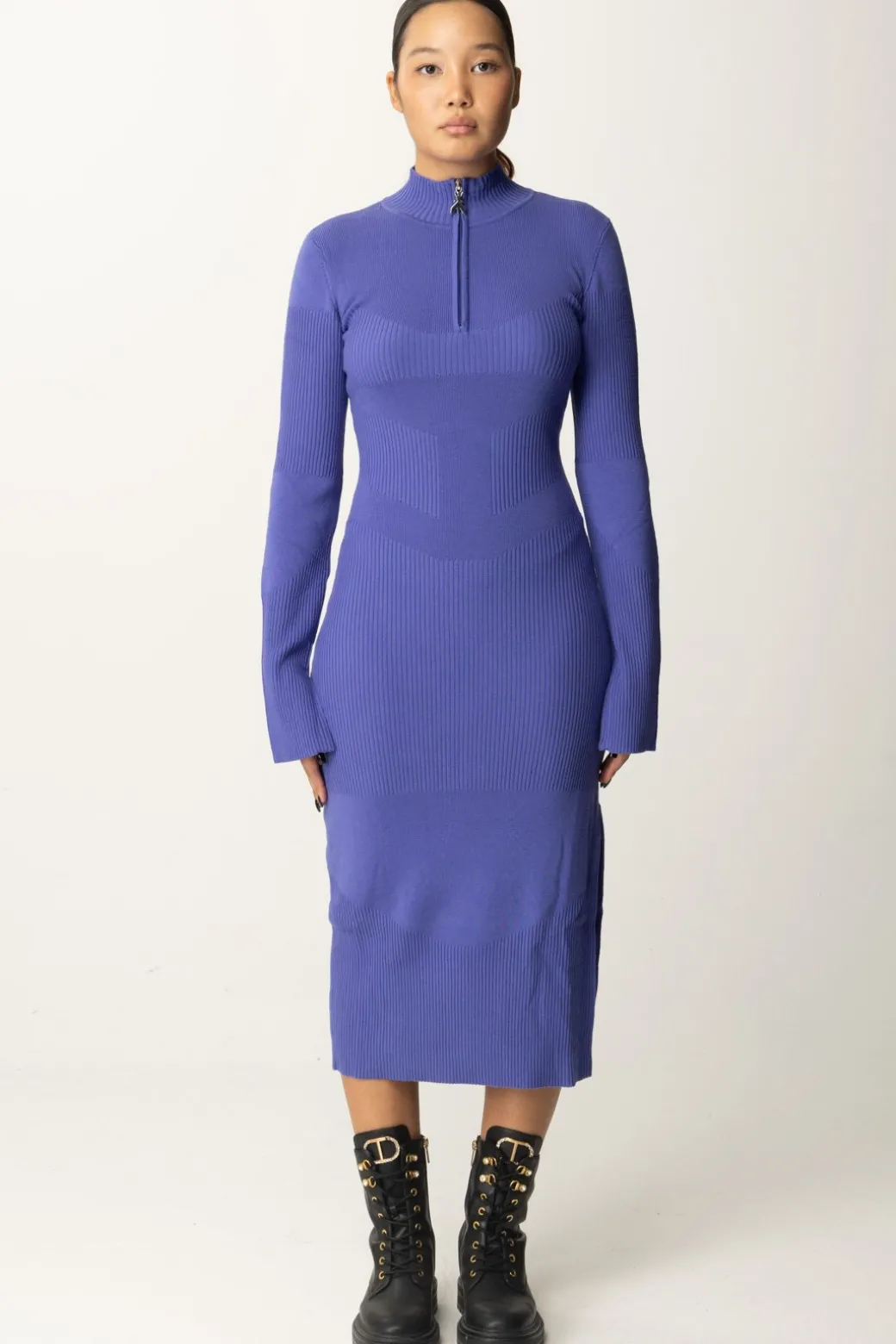 Donna Patrizia Pepe Abito Midi con Zip Frontale