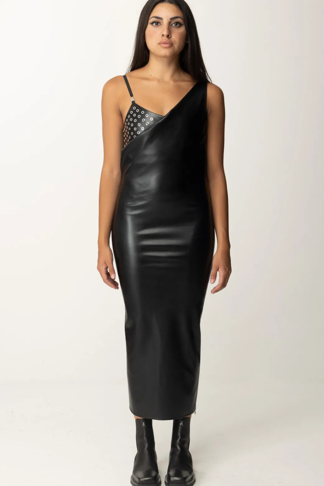 Donna Patrizia Pepe Abito Midi In Ecopelle