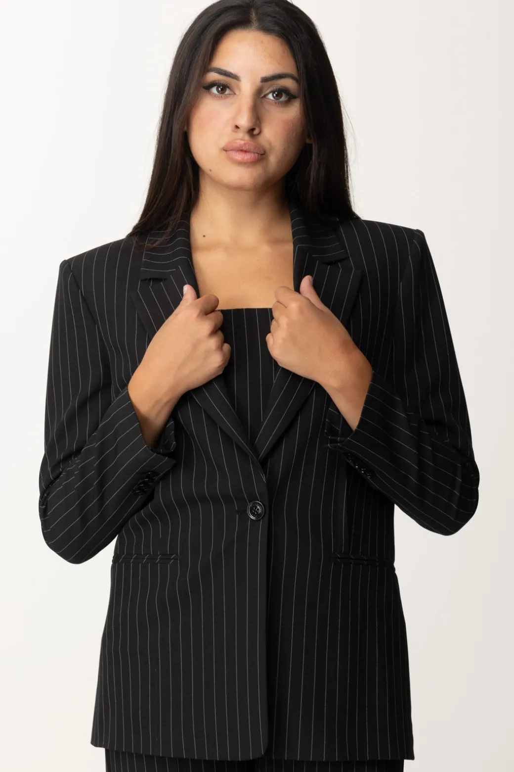 Donna Patrizia Pepe Blazer Gessato In Flanella