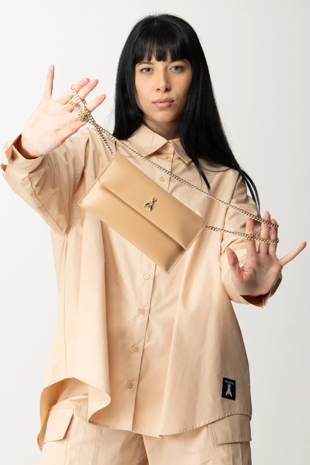 Donna Patrizia Pepe Borsa Pochette con Logo Fly