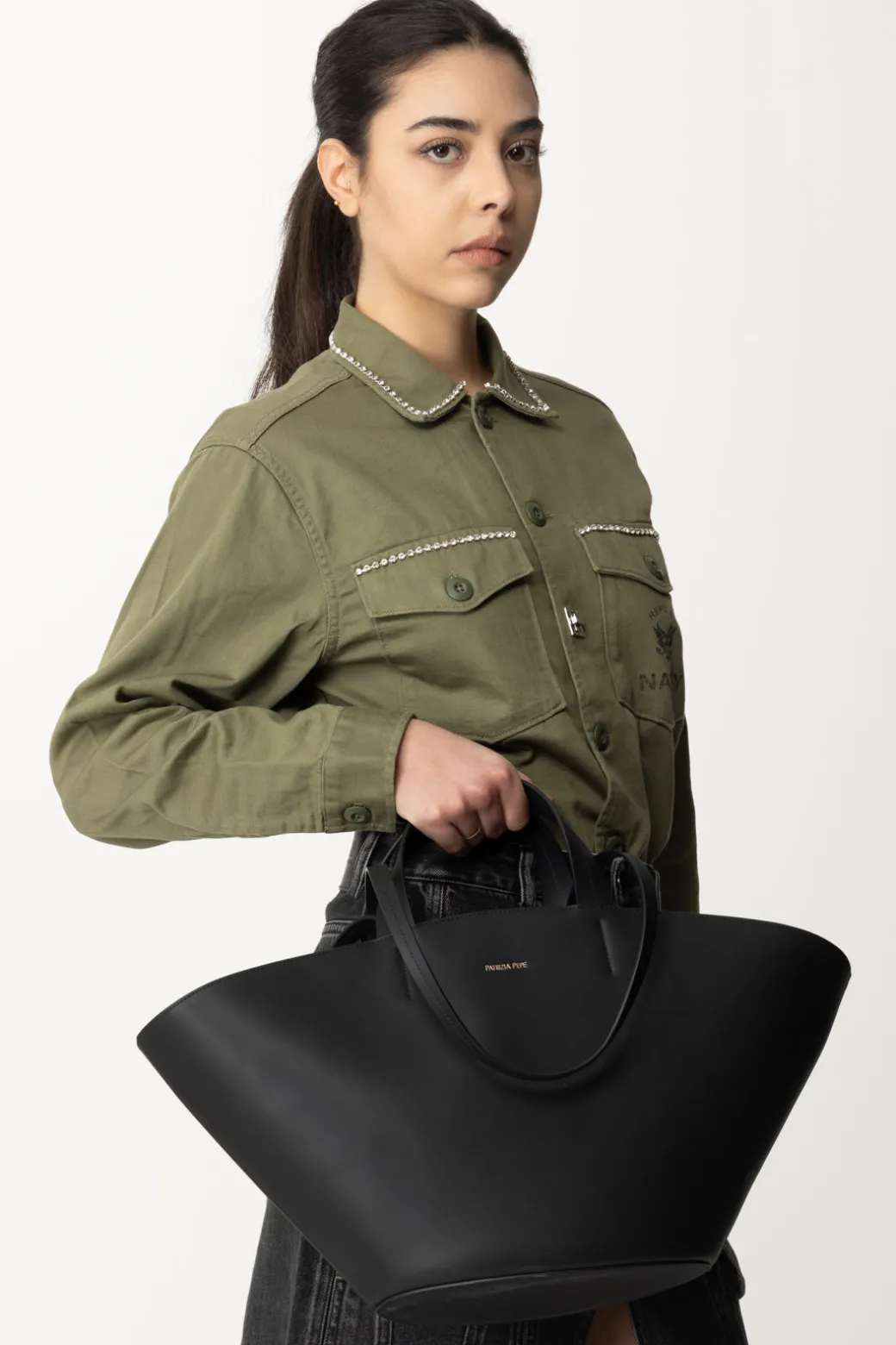 Donna Patrizia Pepe Borsa Shopping In Pelle