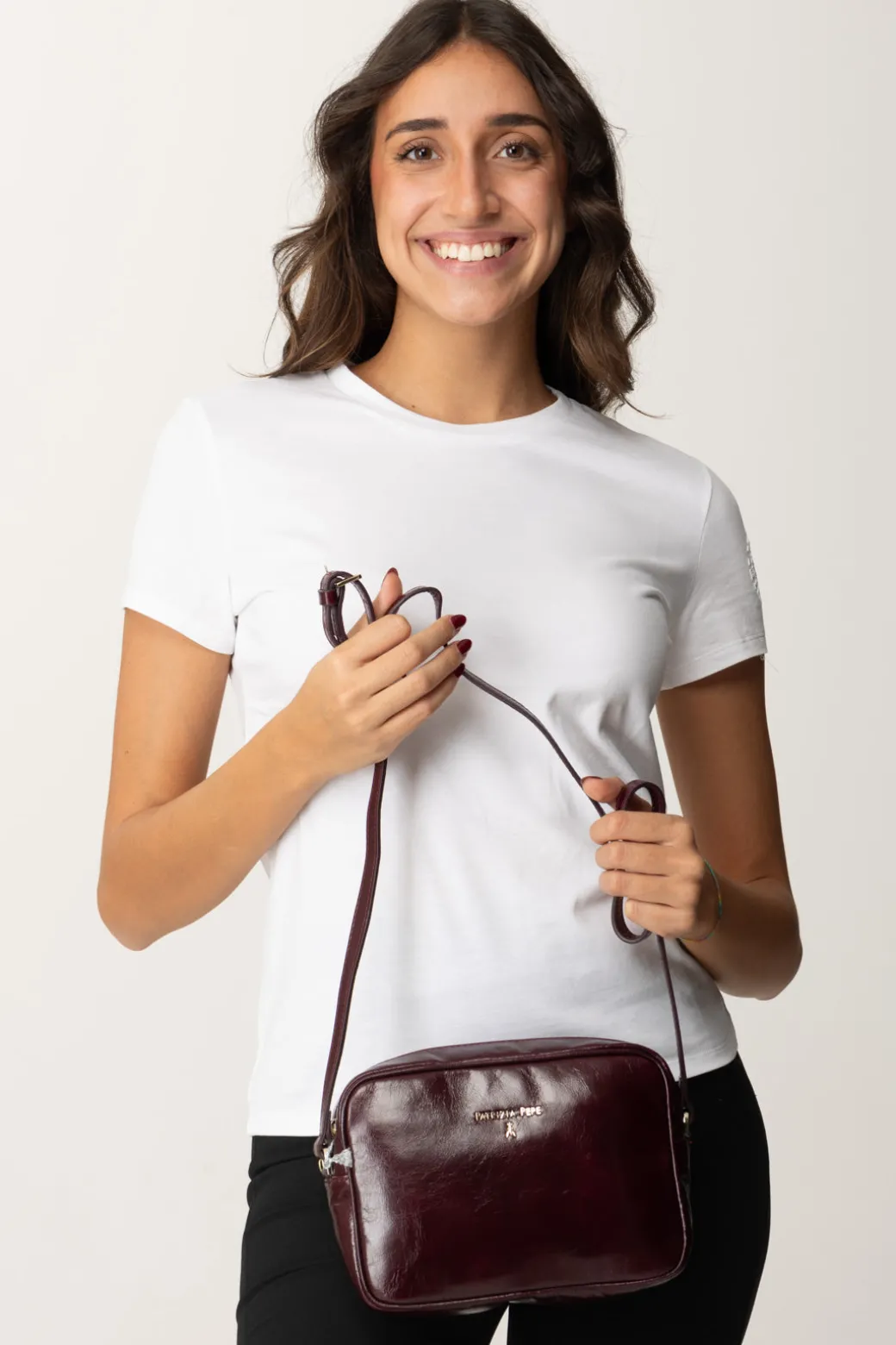 Donna Patrizia Pepe Camera Bag In Pelle Lucida