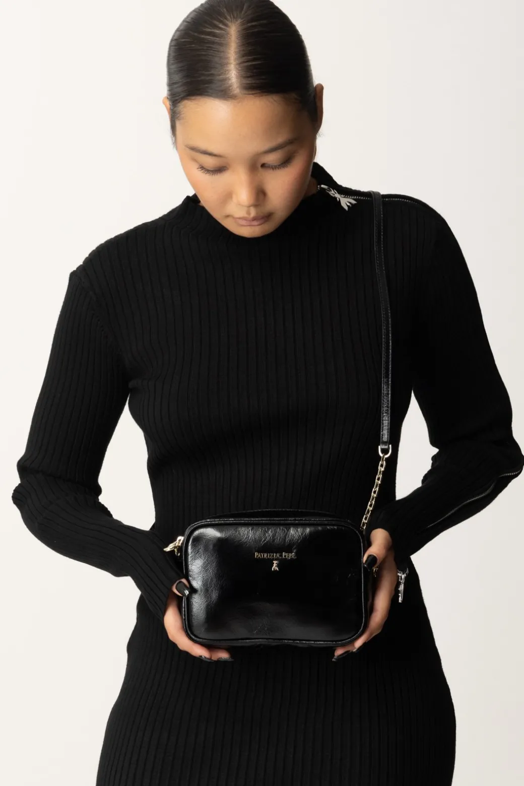 Donna Patrizia Pepe Camera Bag In Pelle Lucida