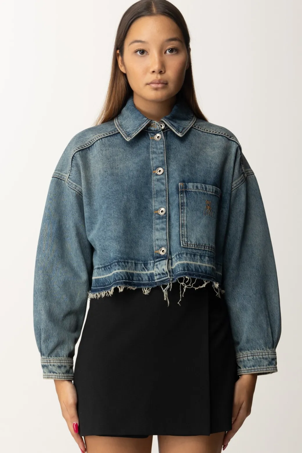Donna Patrizia Pepe Camicia Cropped In Jeans