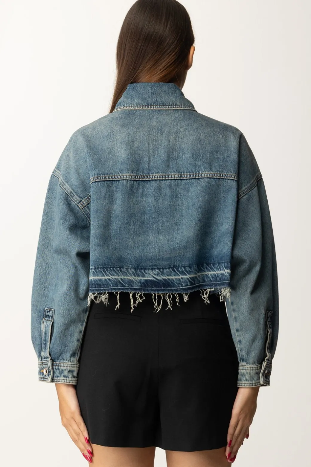 Donna Patrizia Pepe Camicia Cropped In Jeans