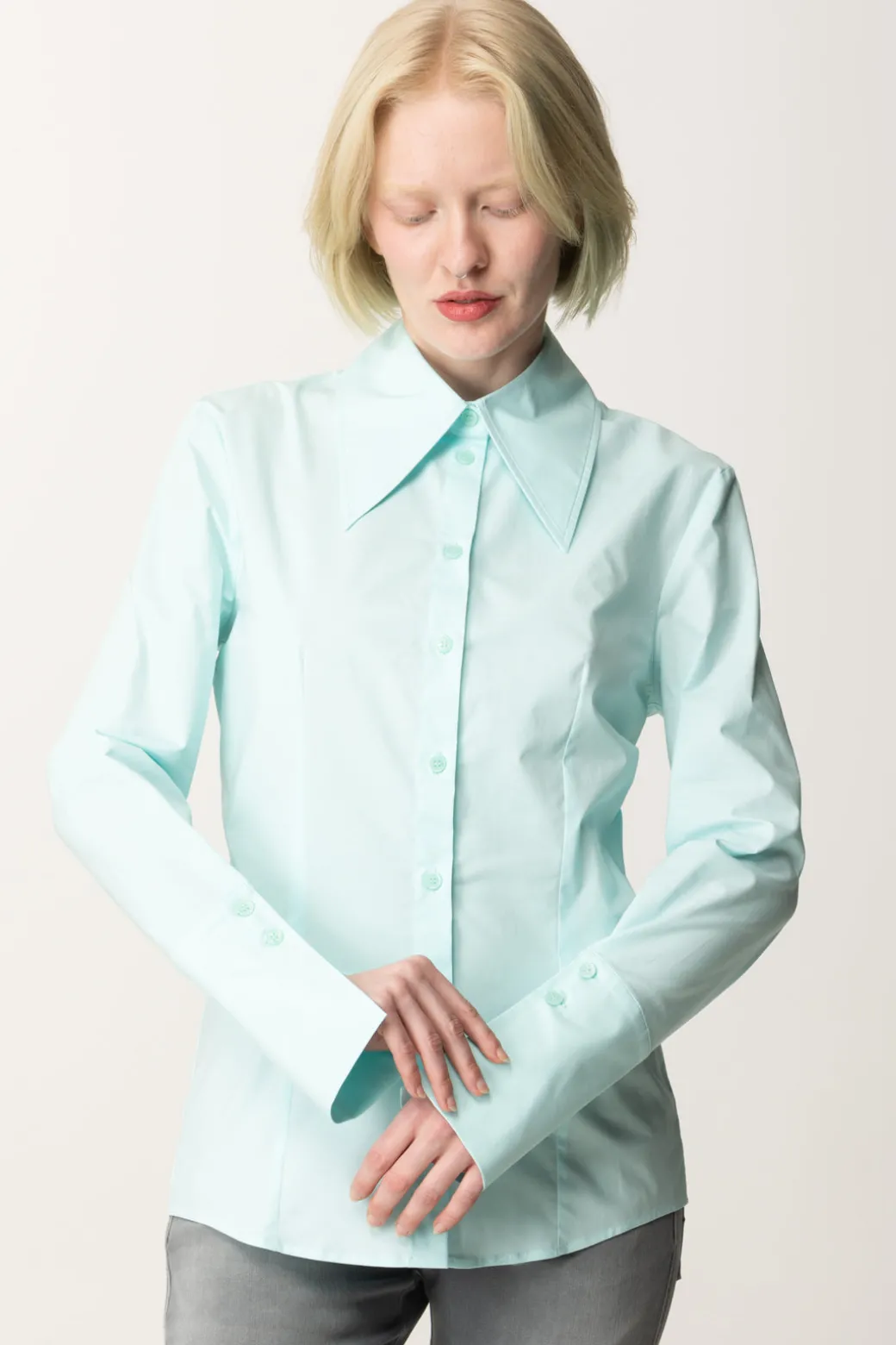 Donna Patrizia Pepe Camicia Dal Taglio Fitted con Colletto Ampio