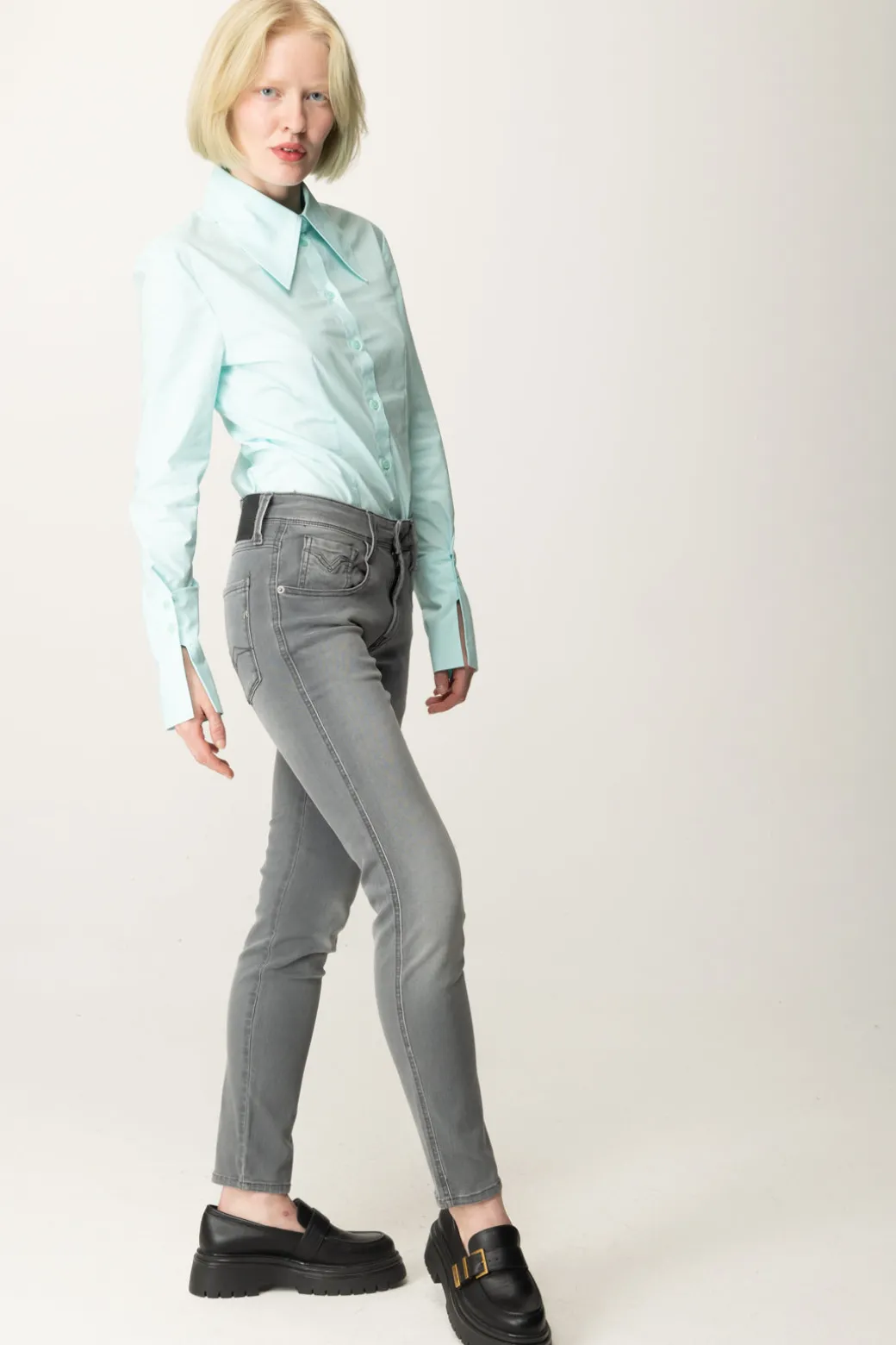Donna Patrizia Pepe Camicia Dal Taglio Fitted con Colletto Ampio