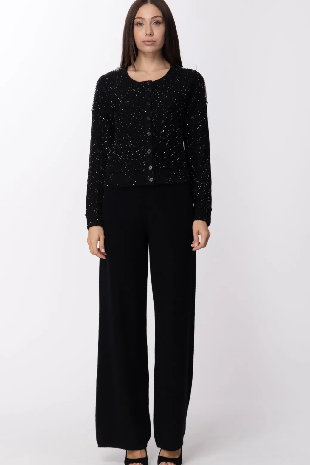 Donna Patrizia Pepe Cardigan Corto con Lurex e Catene