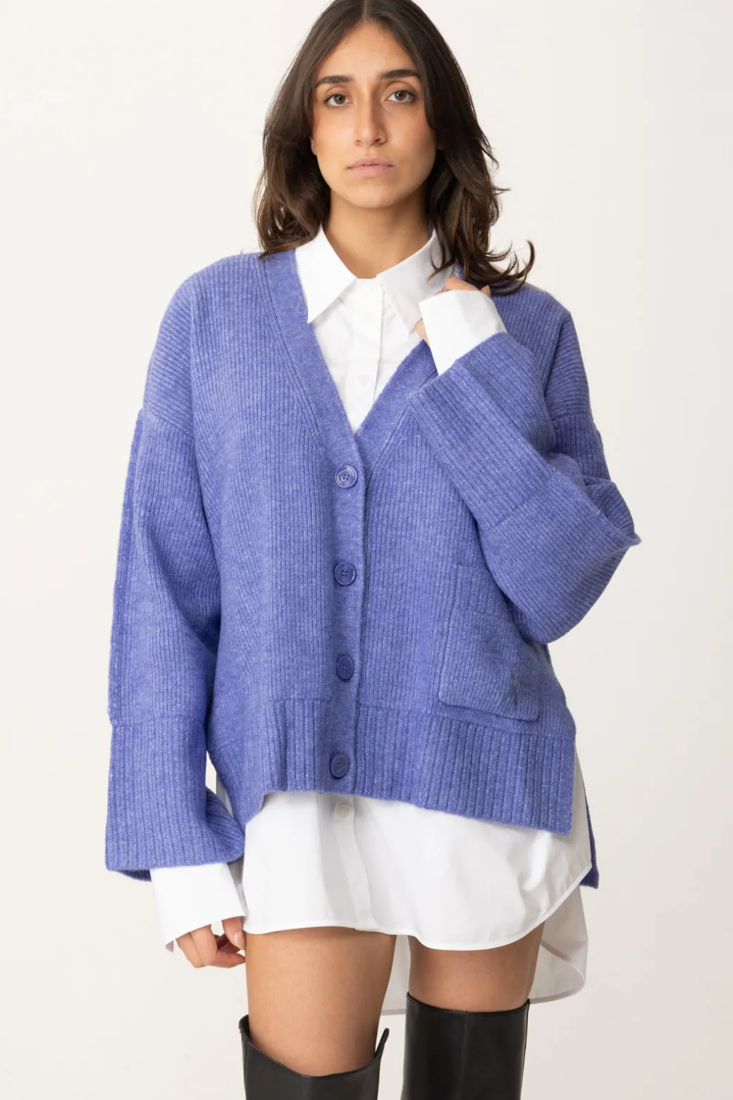 Donna Patrizia Pepe Cardigan Cropped In Maglia