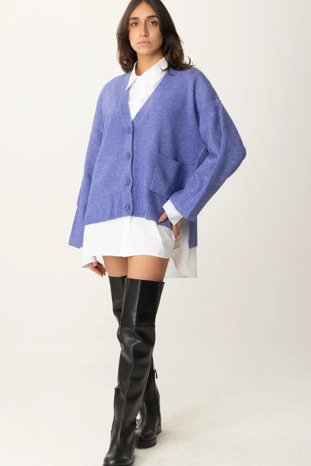 Donna Patrizia Pepe Cardigan Cropped In Maglia