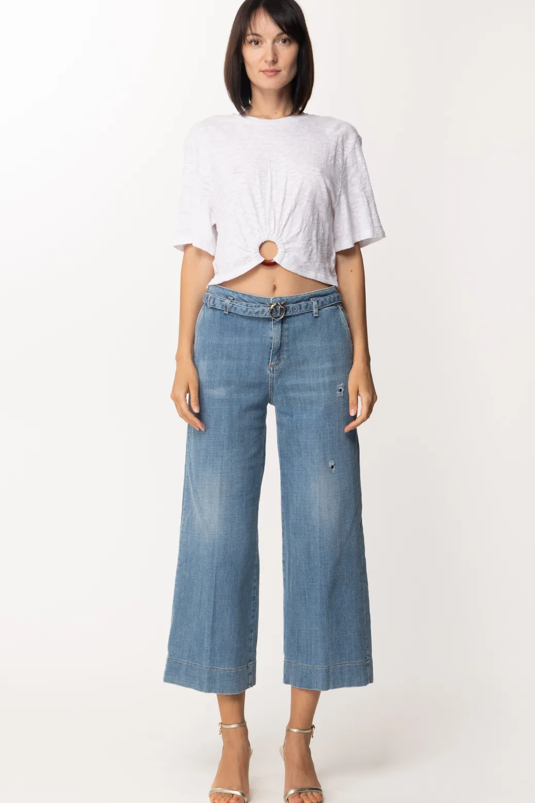 Donna Patrizia Pepe Crop Top con Dettaglio Cerchio