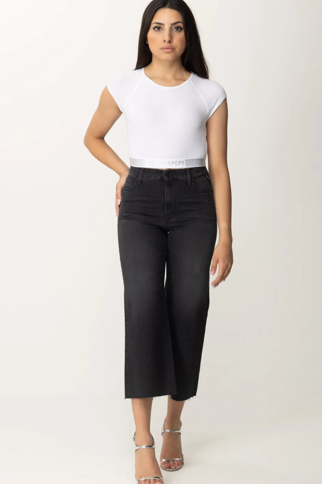 Donna Patrizia Pepe Crop Top con Strass