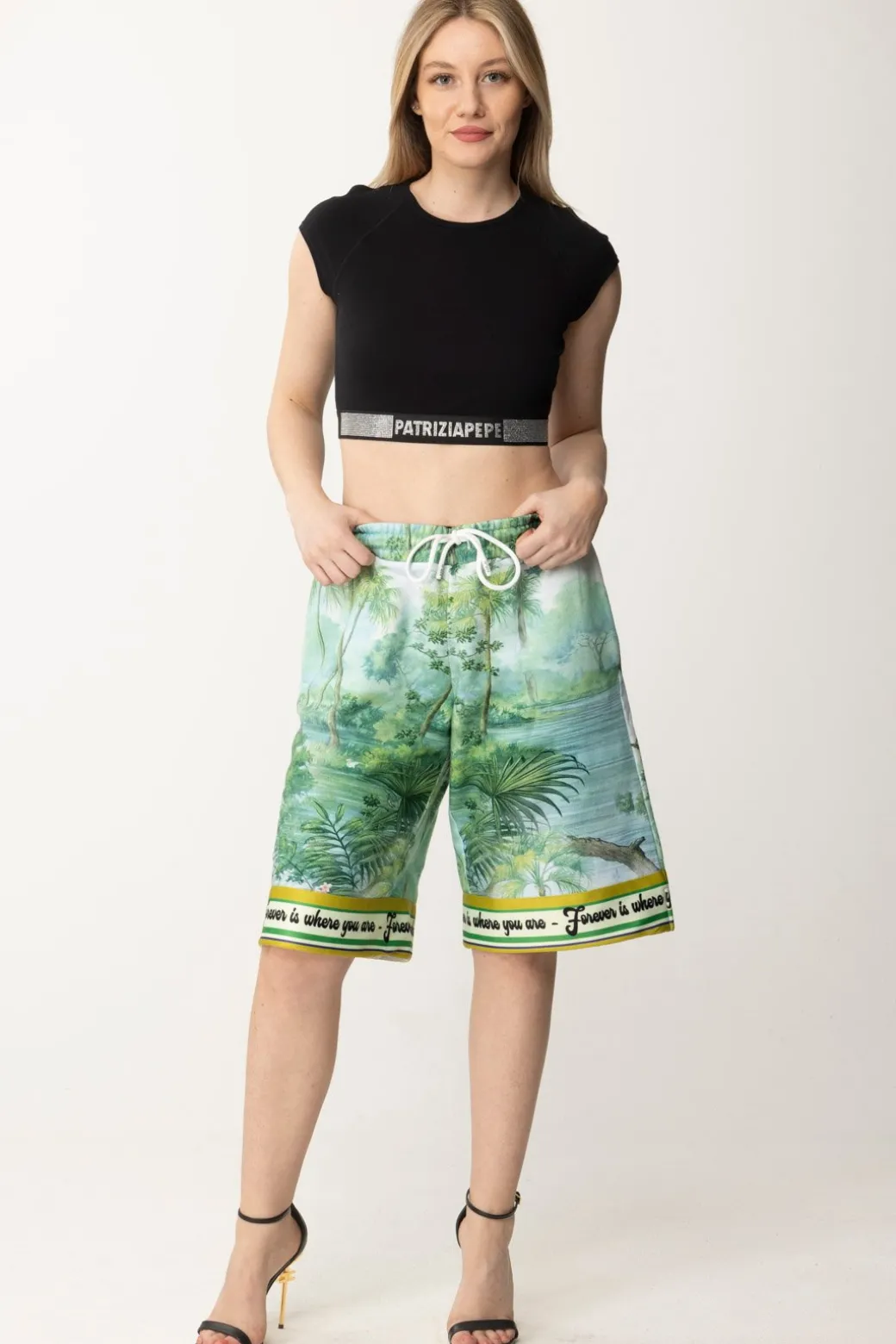 Donna Patrizia Pepe Crop Top con Strass