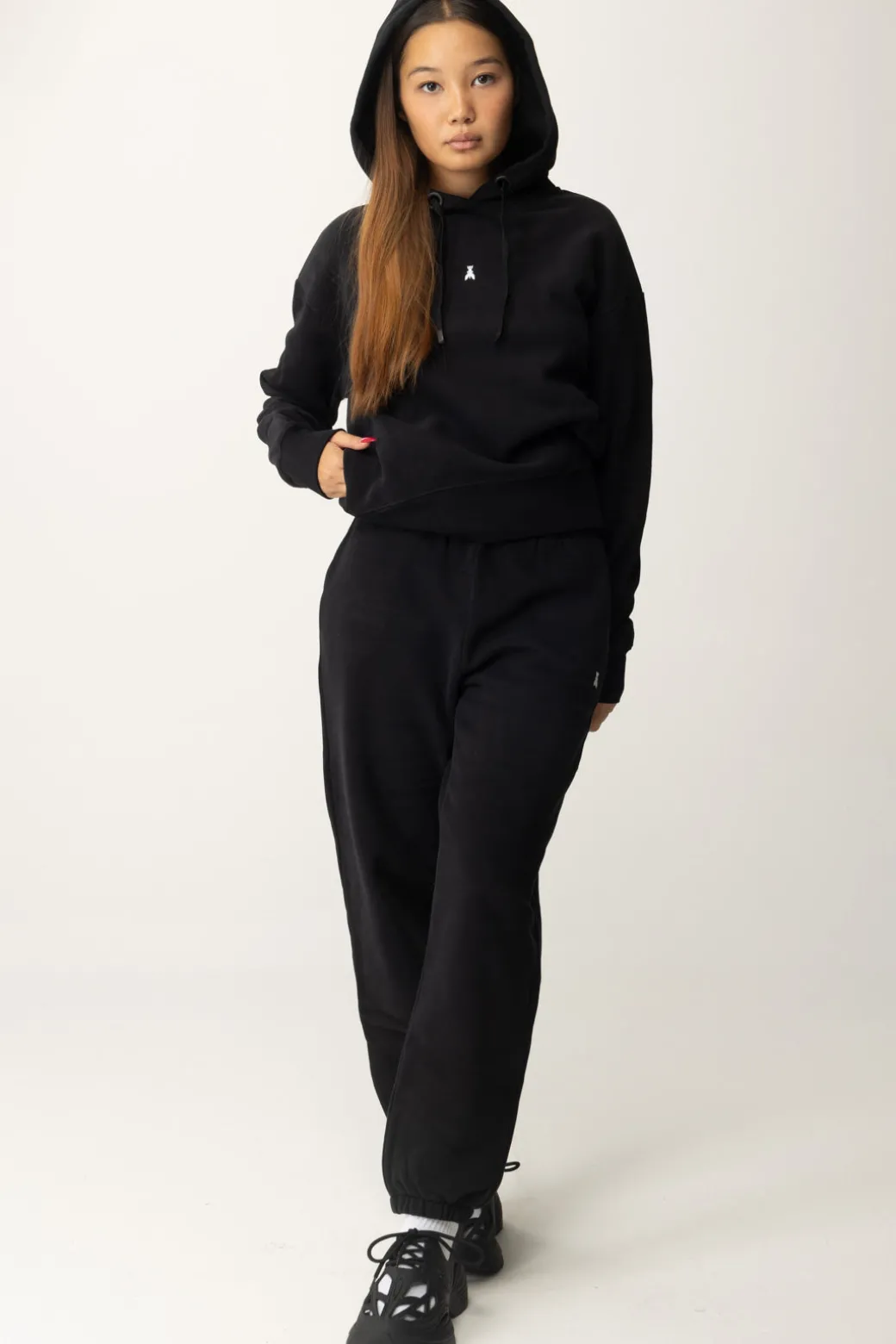 Donna Patrizia Pepe Felpa con Cappuccio e Applicazione Logo