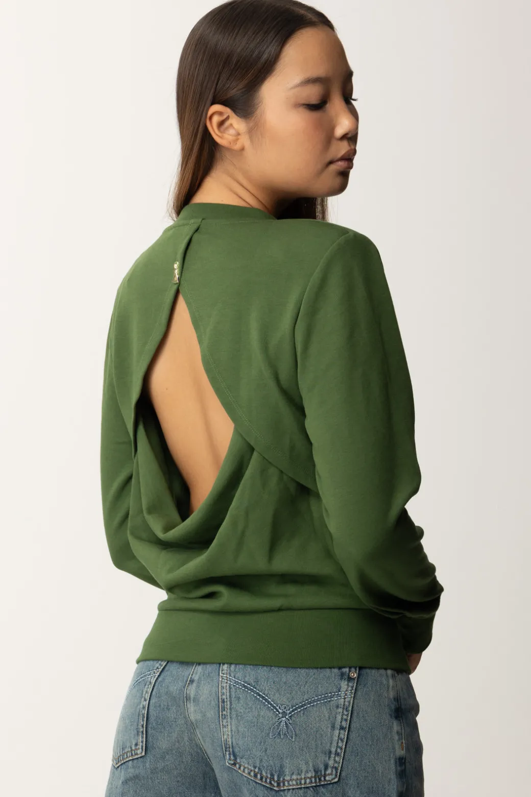 Donna Patrizia Pepe Felpa con Logo e Cut-out Sul Retro