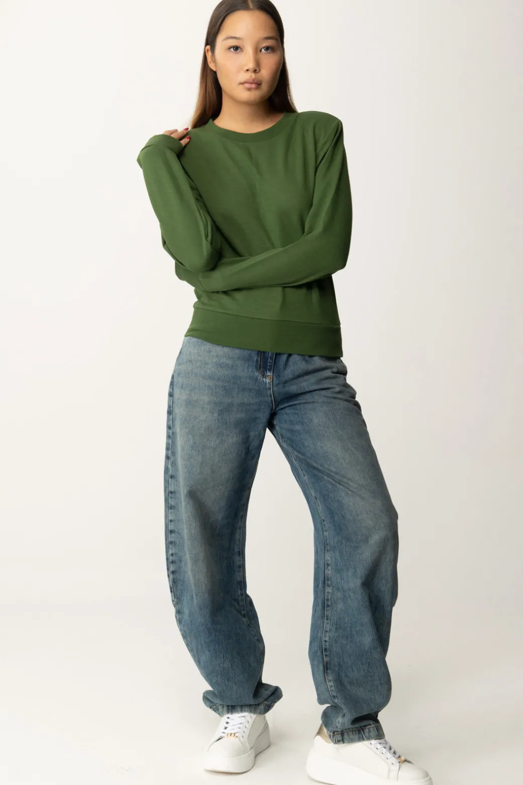 Donna Patrizia Pepe Felpa con Logo e Cut-out Sul Retro