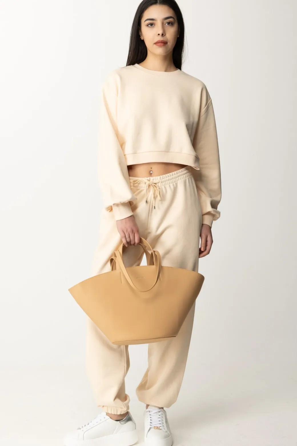 Donna Patrizia Pepe Felpa In Cotone Crop