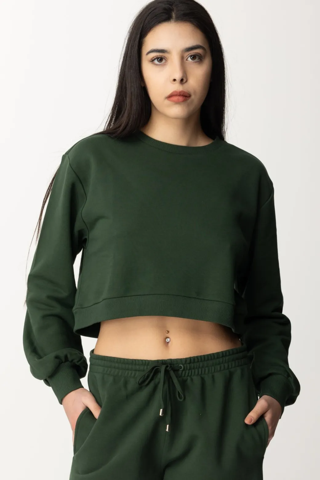 Donna Patrizia Pepe Felpa In Cotone Crop