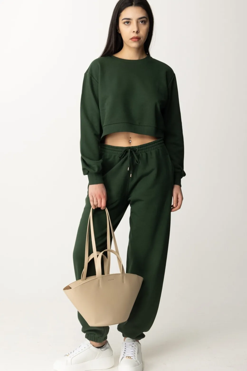 Donna Patrizia Pepe Felpa In Cotone Crop