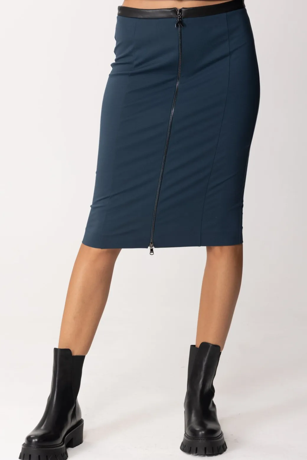 Donna Patrizia Pepe Gonna Midi con Inserto In Pelle