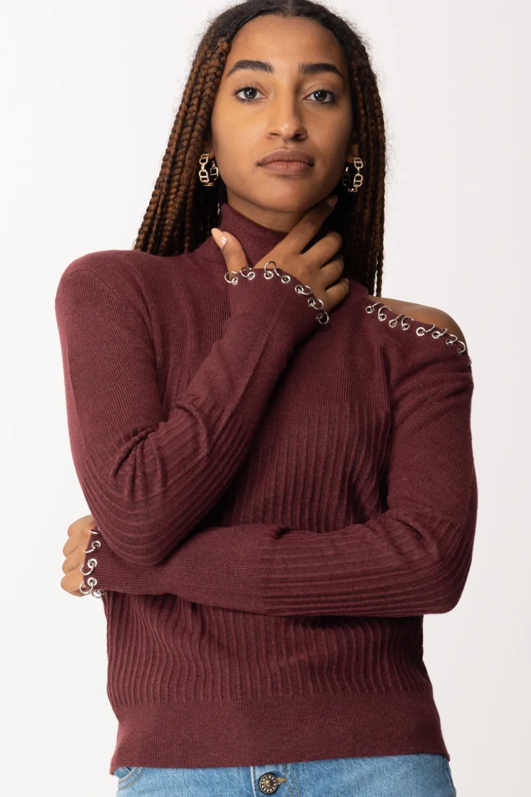 Donna Patrizia Pepe Maglia con Cut-out e Piercing