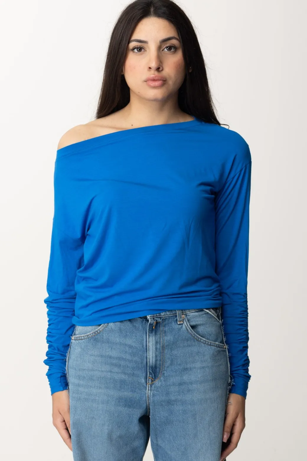 Donna Patrizia Pepe Maglia con Scollo a Barca e Arricciature