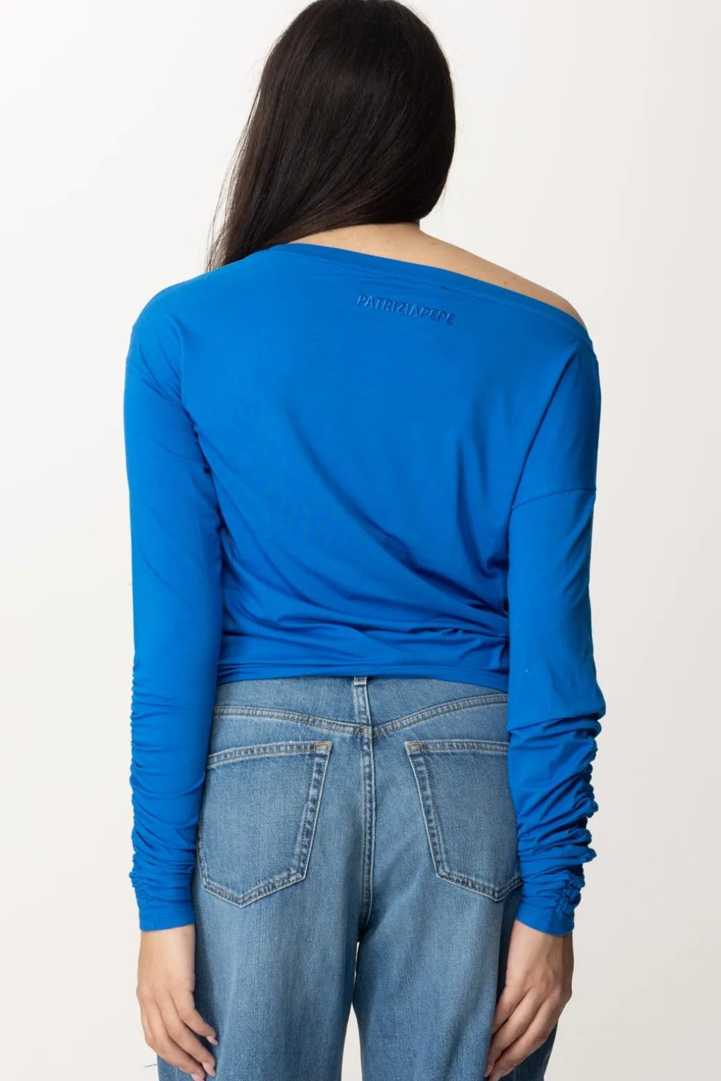 Donna Patrizia Pepe Maglia con Scollo a Barca e Arricciature