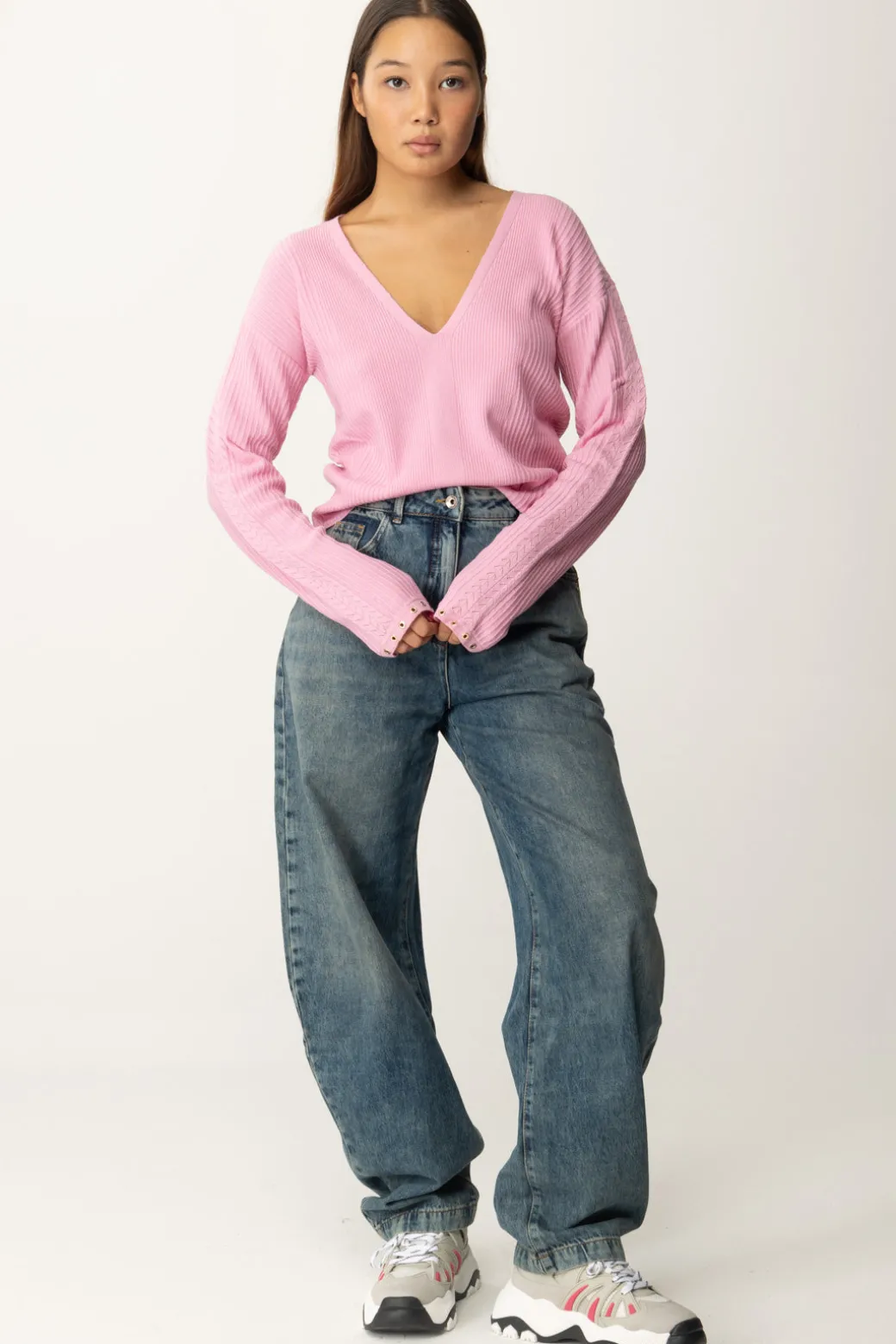 Donna Patrizia Pepe Maglia In Pura Lana con Occhielli