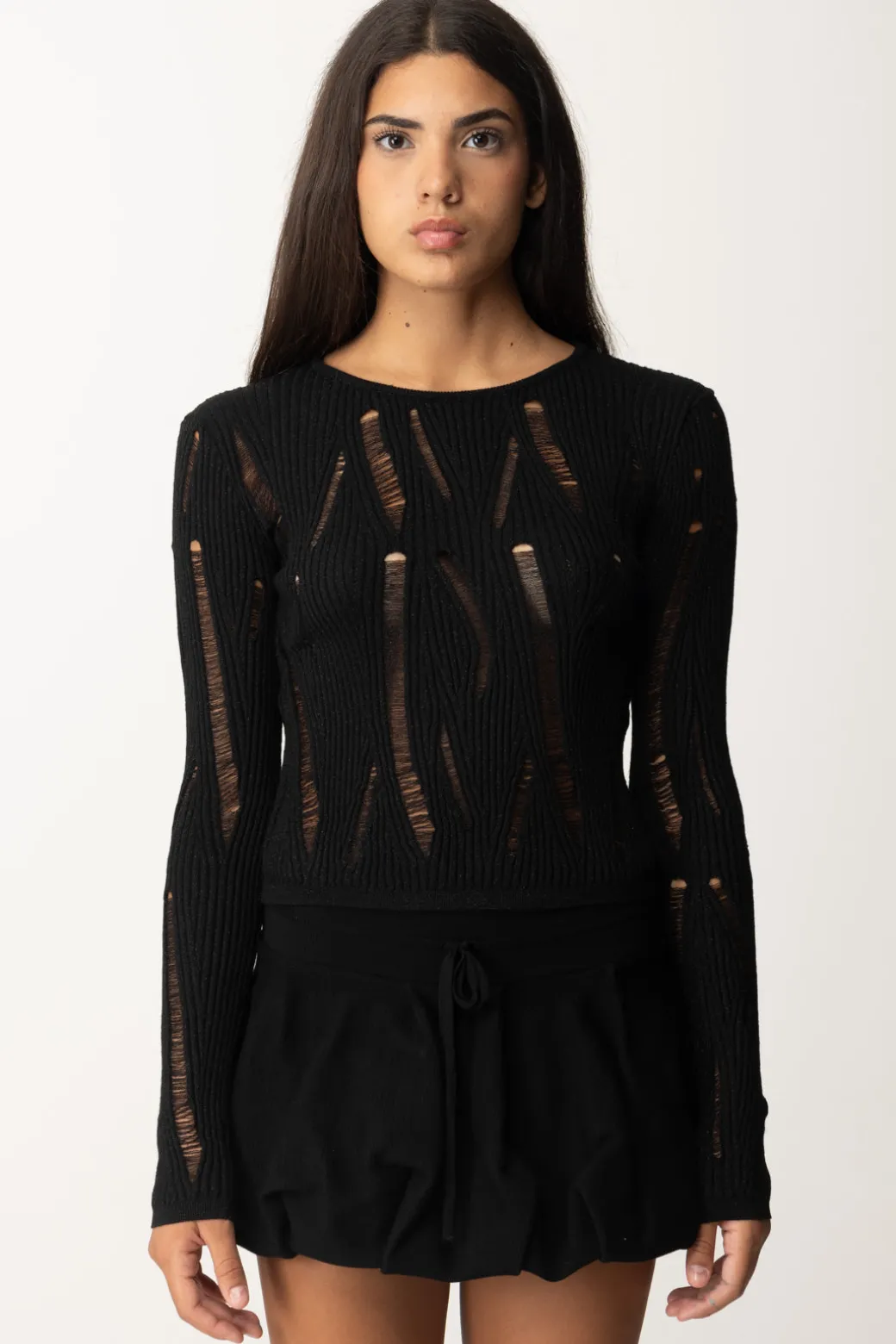Donna Patrizia Pepe Maglia Trasparente con Dettagli Cut-out