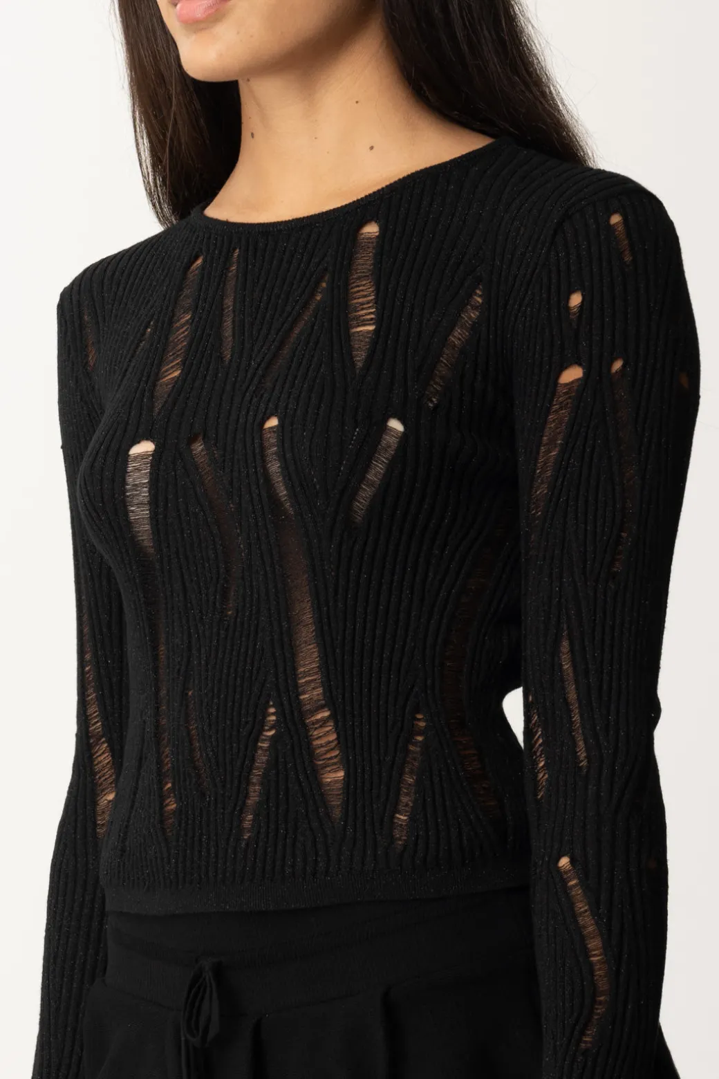 Donna Patrizia Pepe Maglia Trasparente con Dettagli Cut-out