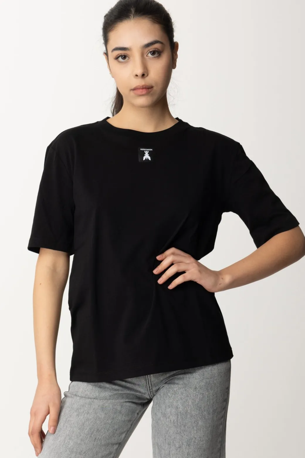 Donna Patrizia Pepe Maglietta In Cotone con Logo Fly