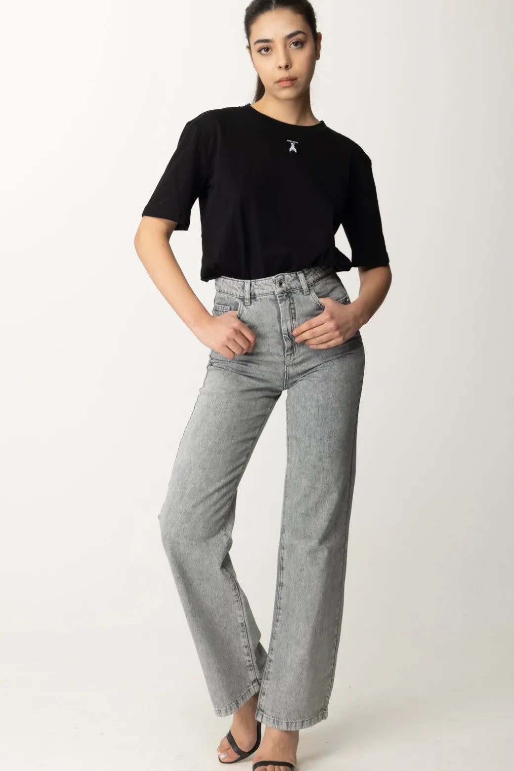 Donna Patrizia Pepe Maglietta In Cotone con Logo Fly