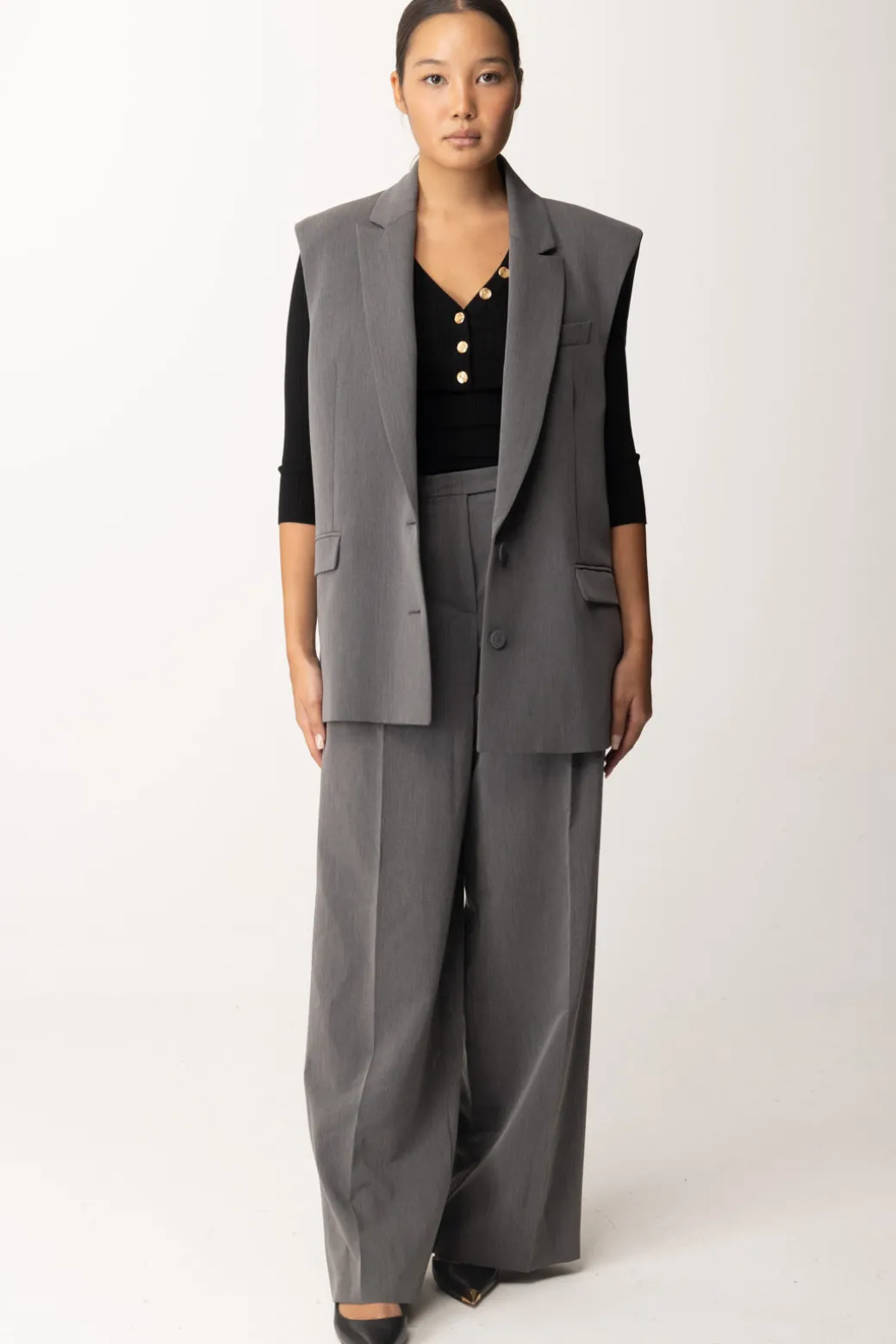 Donna Patrizia Pepe Pantaloni Wide Leg con Pieghe In Viscosa