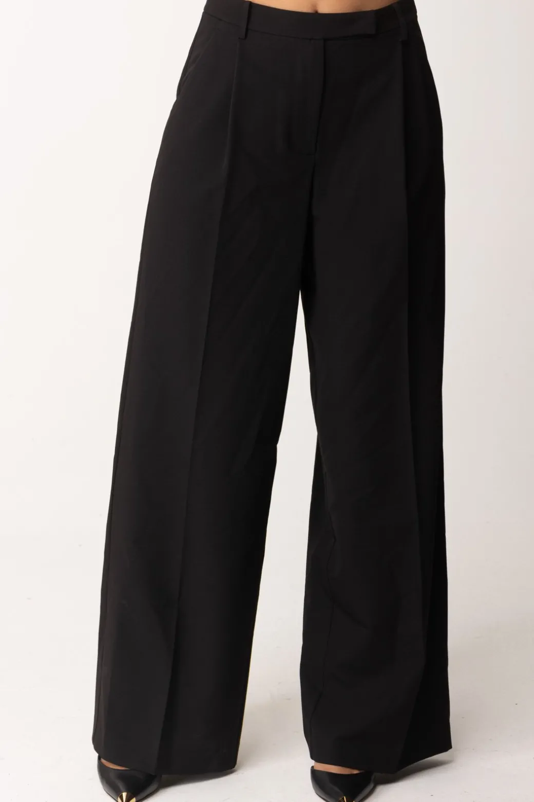 Donna Patrizia Pepe Pantaloni Wide Leg con Pieghe In Viscosa