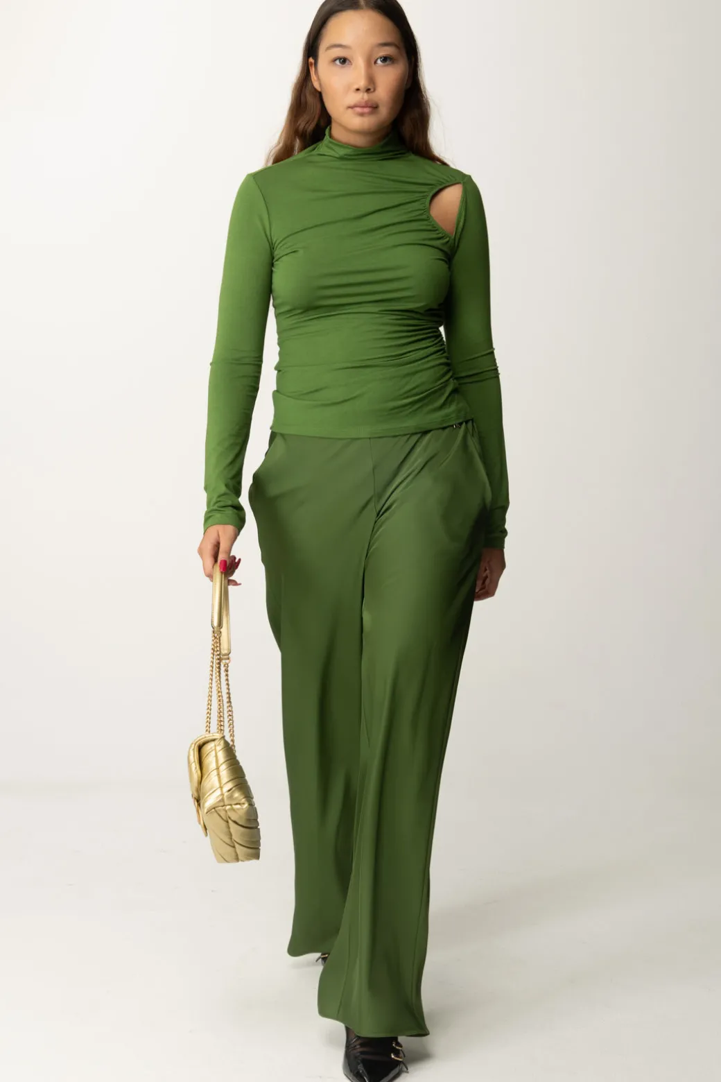 Donna Patrizia Pepe Pantaloni con Vita Elasticata e Cham Fly