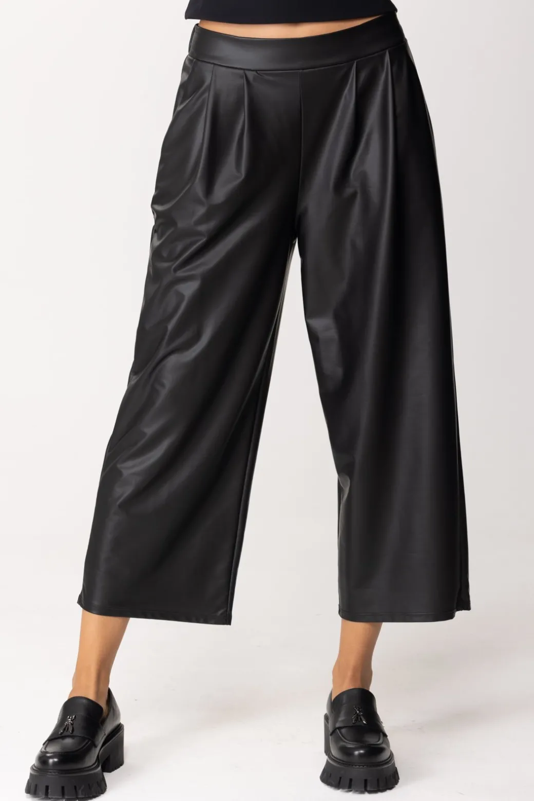 Donna Patrizia Pepe Pantaloni Crop Effetto Pelle