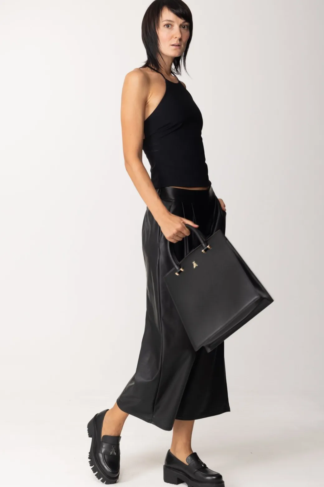 Donna Patrizia Pepe Pantaloni Crop Effetto Pelle