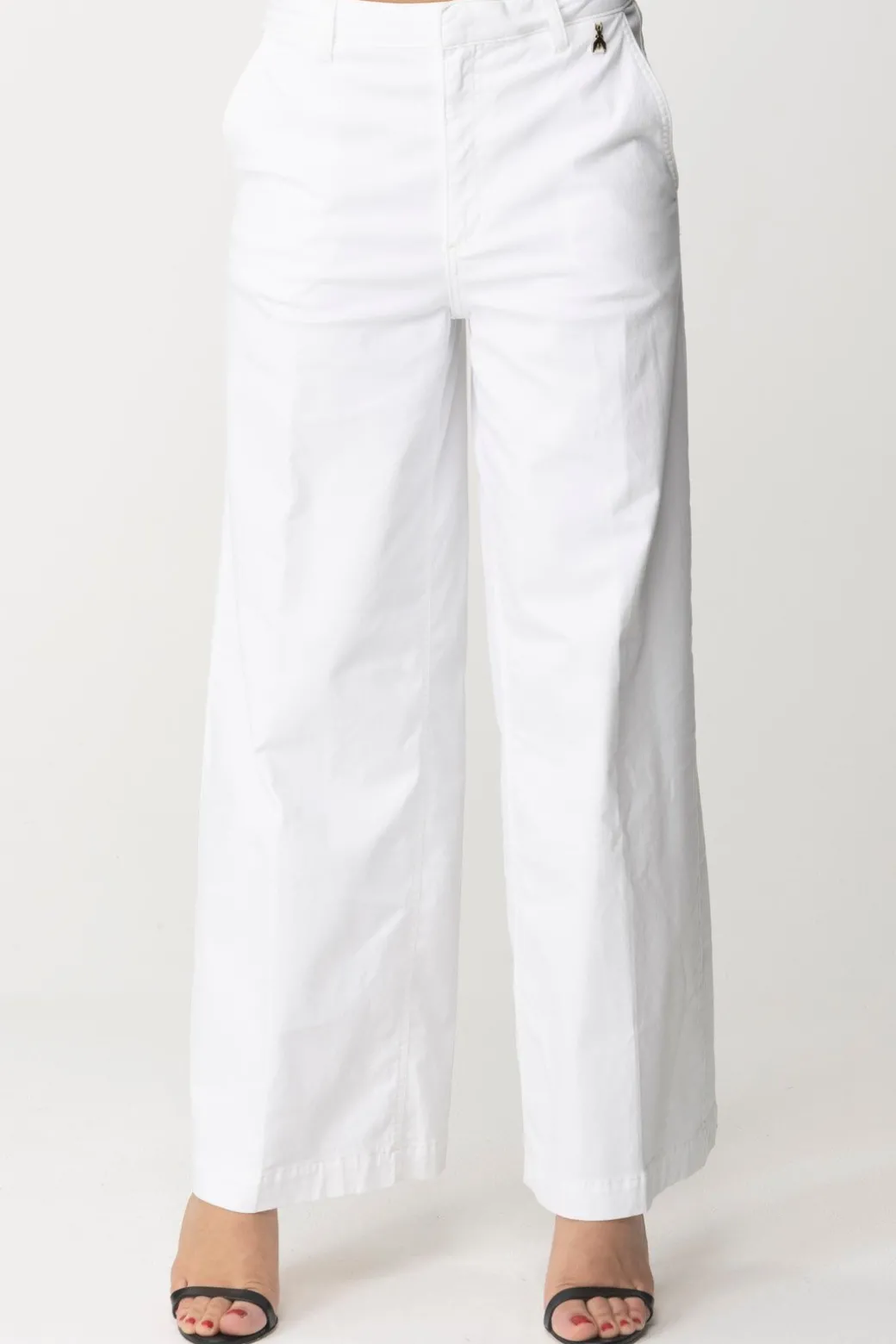 Donna Patrizia Pepe Pantaloni Gamba Dritta con Logo Charm