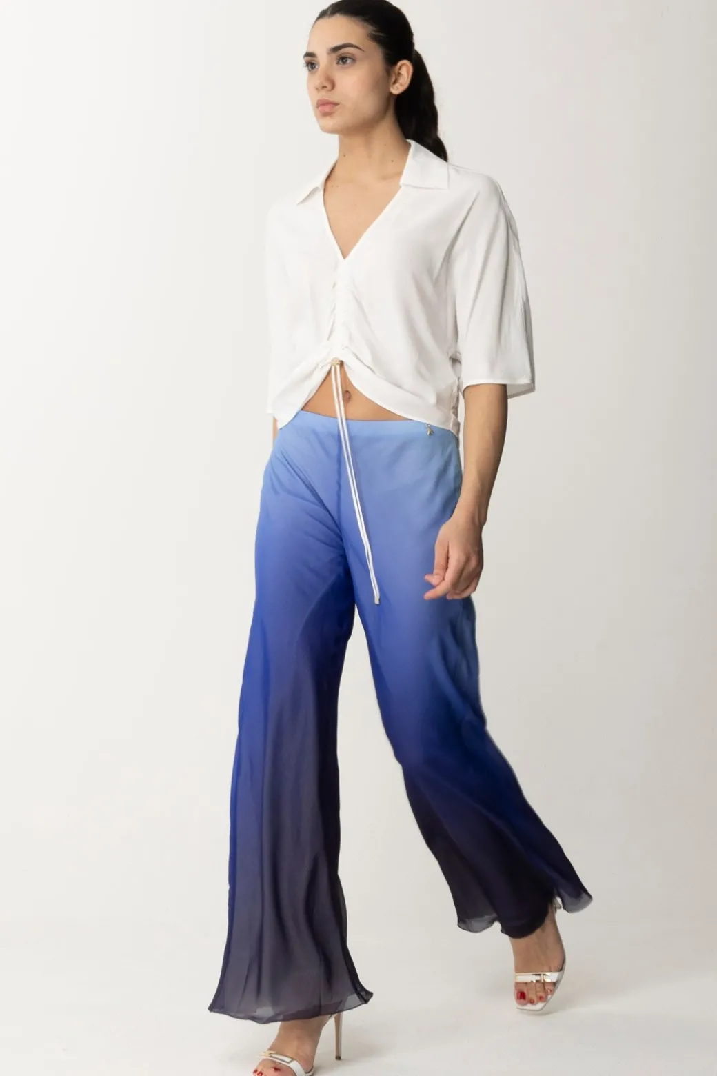 Donna Patrizia Pepe Pantaloni In Chiffon con Stampa Degradè