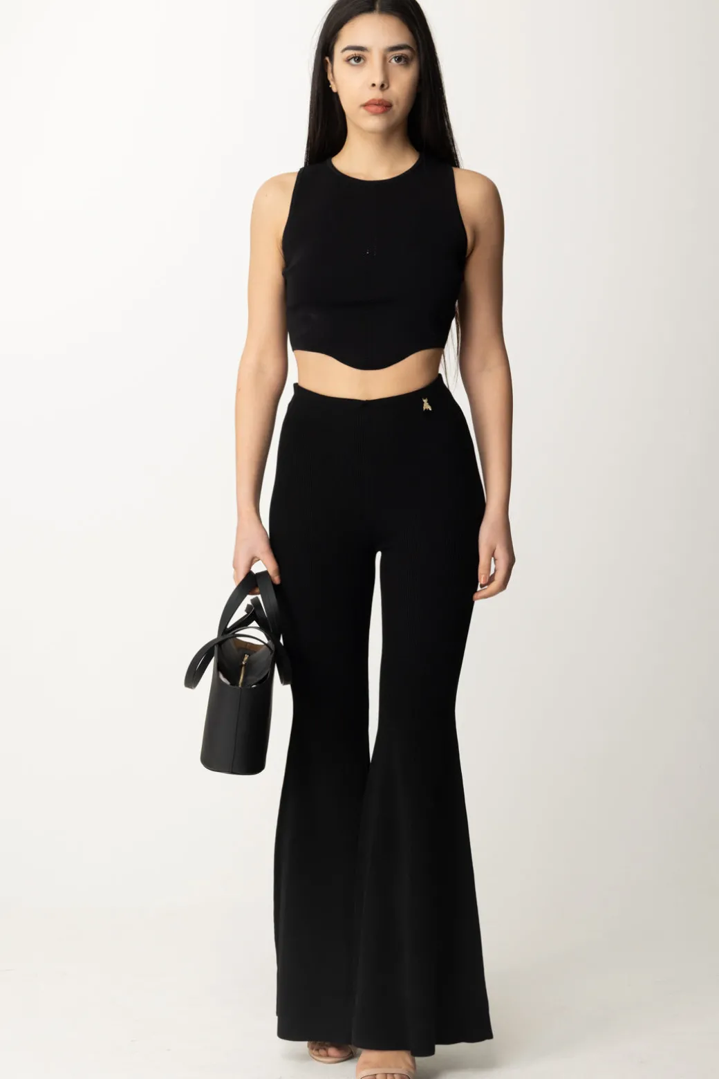 Donna Patrizia Pepe Pantaloni In Maglia a Zampa con Fly Charm